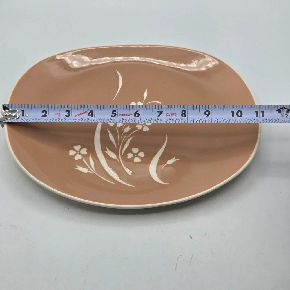 Mid‎ Century Modern Harkerware Pottery Pink Summertime Oval Serving Platter 11